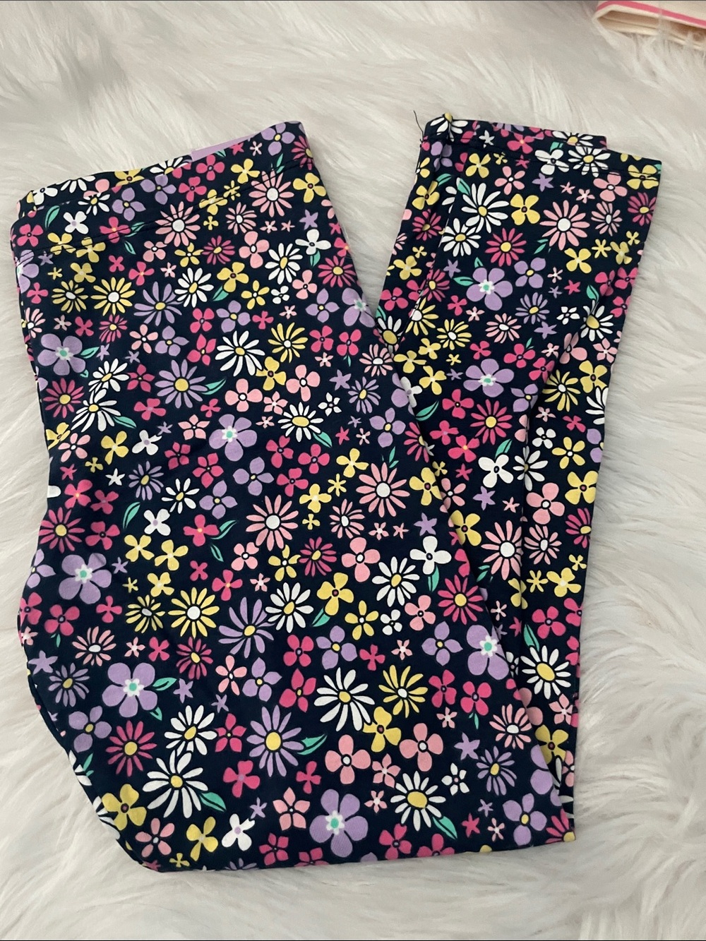 Cynthia Rowley Kids Floral Leggings - Navy with Pink, Yellow & Purple Flowers